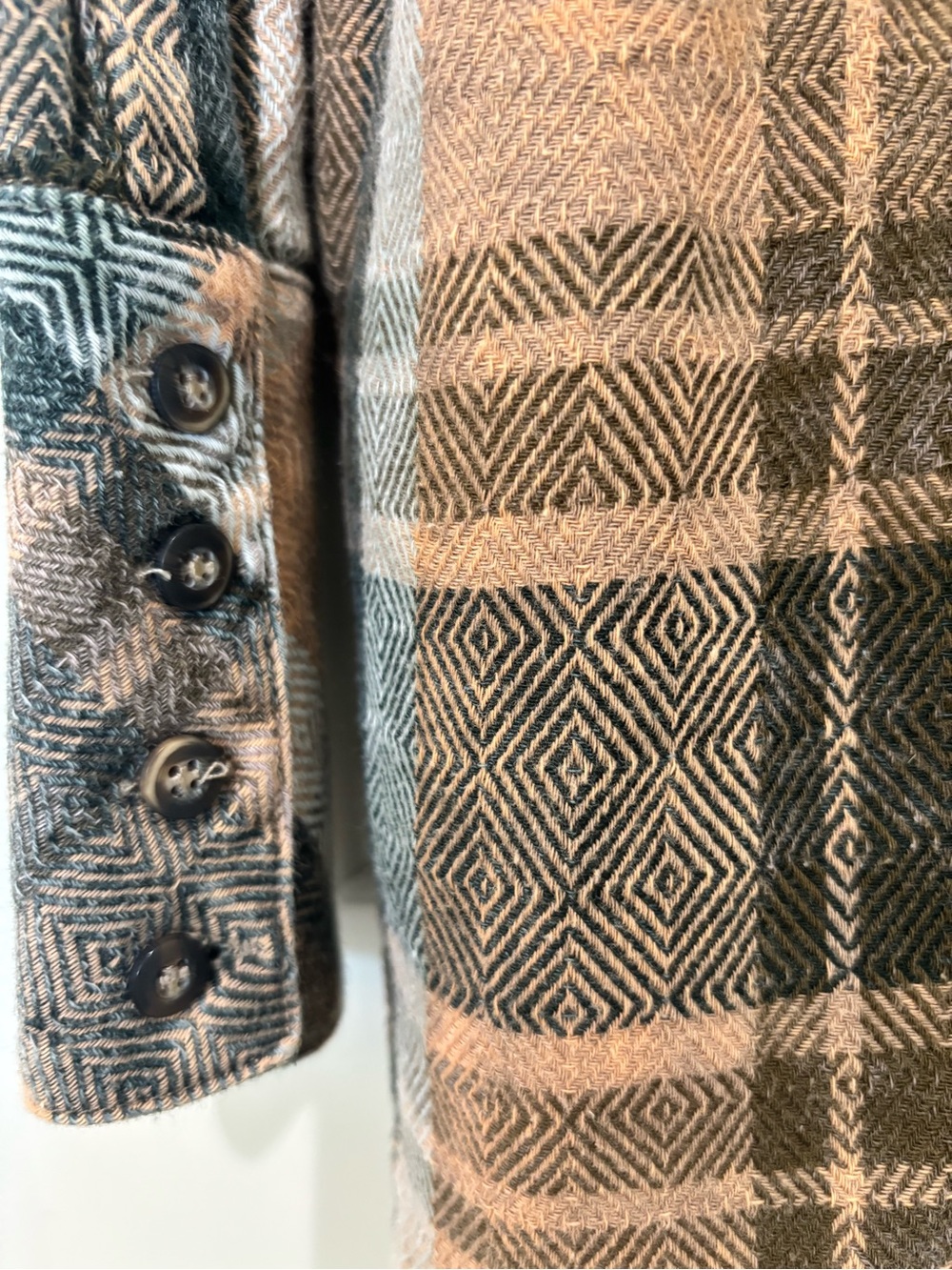 Free People Sz S Easy Street Cotton Oversized Brown Plaid Flannel Shirt Top - Picture 7 of 11
